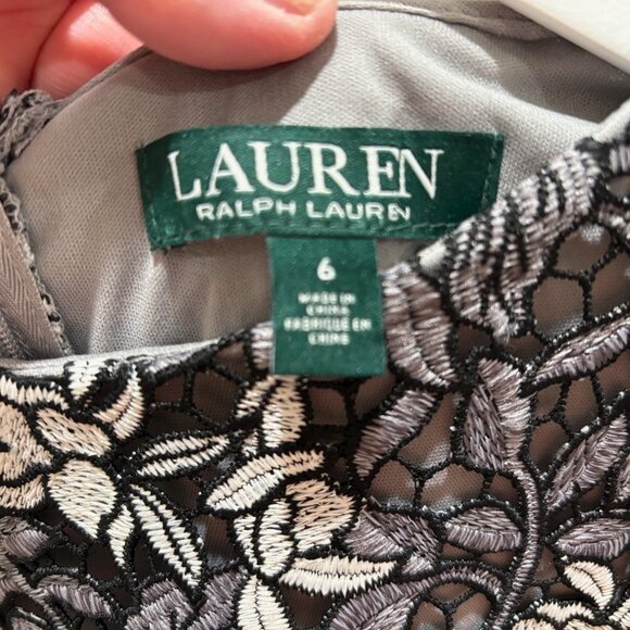 Lauren by Ralph Lauren Black and White Lace Floral Design Dress - Picture 4 of 5